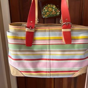 Coach striped diaper bag